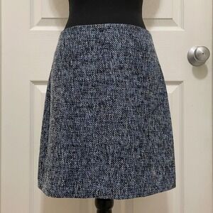 LOFT Outlet Petite Tweed A-Line Mini Skirt Blue Size 4P Office Preppy Academia